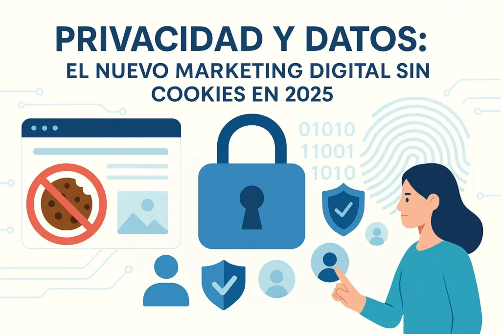 ChatGPT Image 24 nov 2025, 17_23_34 Privacidad y datos en el marketing digital sin cookies en 2025, nueva era privacy-first, protección de datos, Google Topics, estrategias de marketing contextual y first-party data
