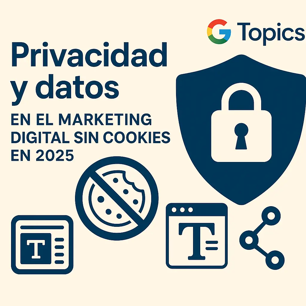 ChatGPT Image 24 nov 2025, 17_27_09 Privacidad y datos en el marketing digital sin cookies en 2025, Google Topics, protección de datos, targeting contextual y soluciones privacy-first para anunciantes