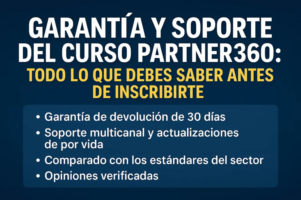 Garantía y soporte del curso Partner360: todo lo que debes saber antes de inscribirte